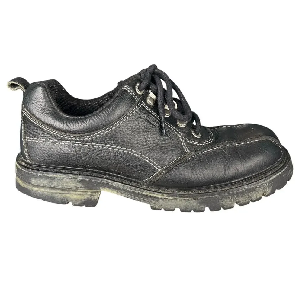 Vintage Bed Stu Men’s Next Step Chunky Lug Sole Black Leather Oxfords Size US 10